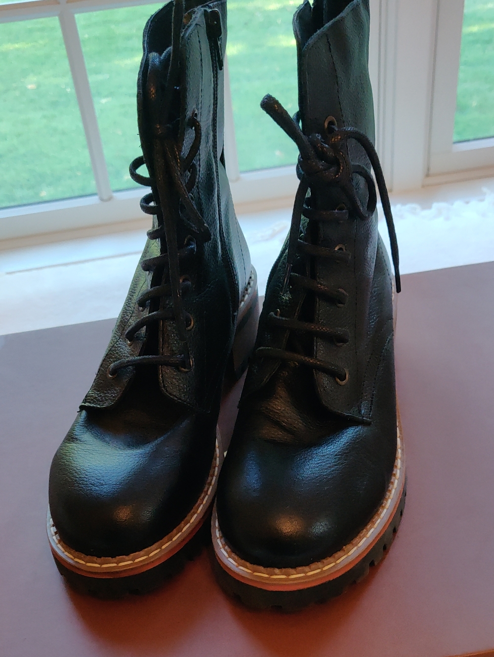 Black Lace-Up Combat Boots - Women's